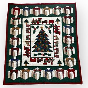 American Pacific Christmas Tree Hand Quilted Patchwork Throw Wallhanging 50"x60"